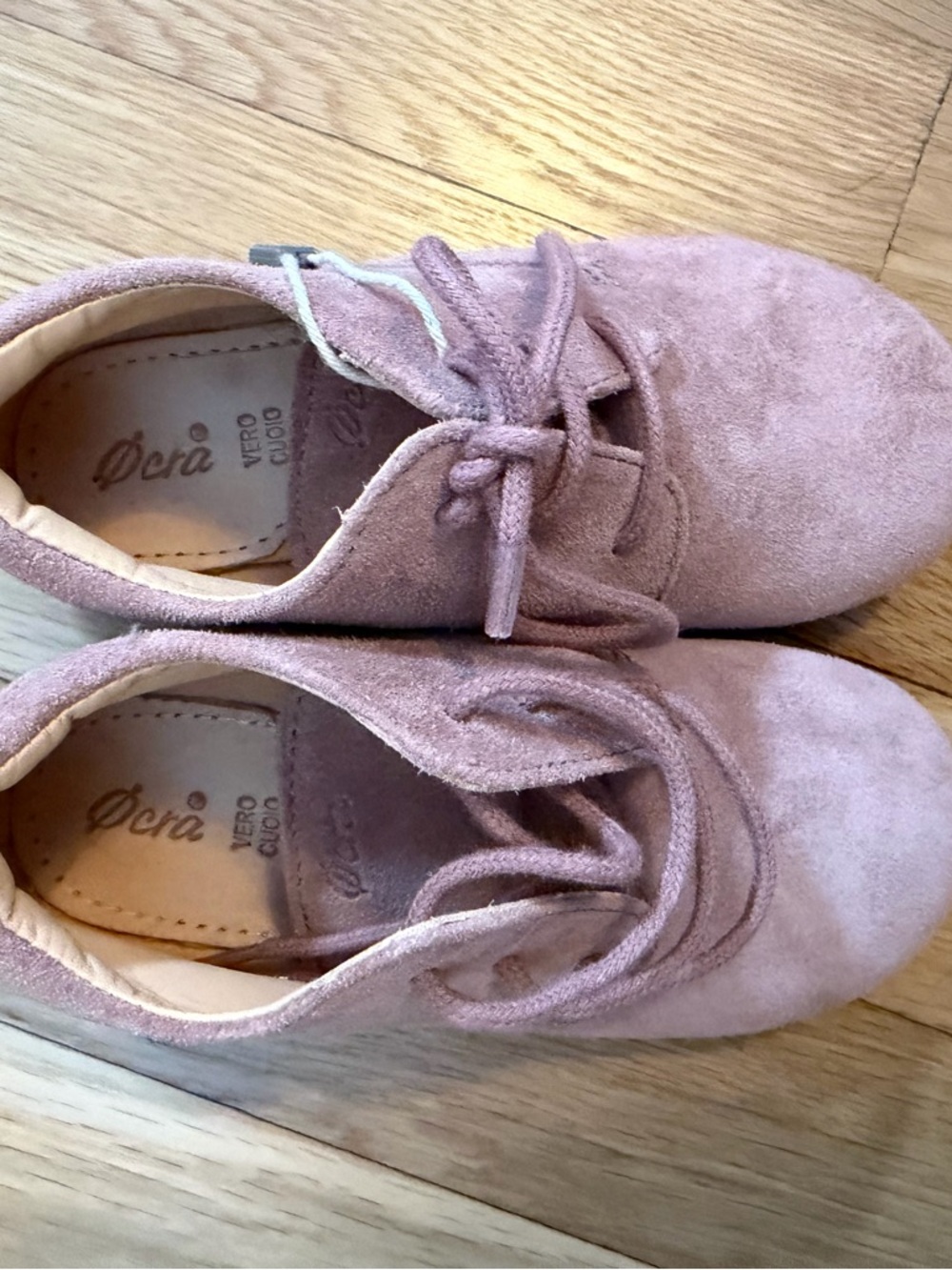 Ocra Girls Blush Suede Lace-Up Dress Shoes